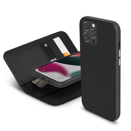 Moshi Overture - 3-in-1 iPhone 13 Pro Max Flip Case (antibakterielles NanoShield™) (Jet Black)