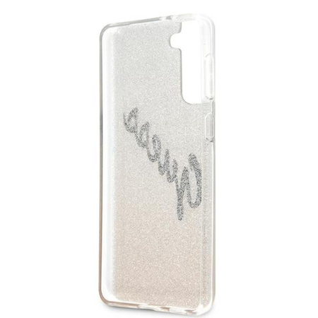 Guess Glitter Gradient Script - Etui Samsung Galaxy S21 (złoty)