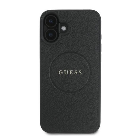 Guess Grained Ring MagSafe - Pouzdro iPhone 16 Plus (černé)