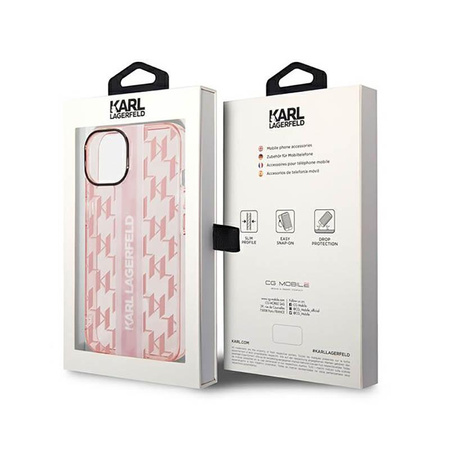 Karl Lagerfeld Mono Vertical Stripe - Coque pour iPhone 14 Plus (rose)