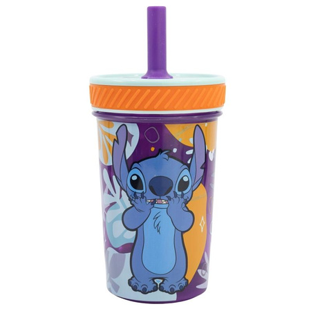 Disney Stitch - Visszafordíthatatlan cseppálló pohár szilikon szívószállal az Aloha kollekcióból 370ml