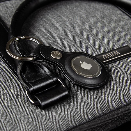 Crong Ledertasche mit Schlüsselanhänger - Schlüsselanhänger aus Leder für Apple AirTag (schwarz)