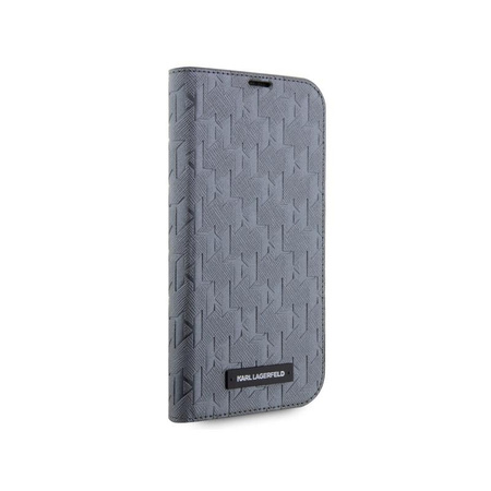 Karl Lagerfeld Booktype Saffiano Monogram - iPhone 14 Pro Case (Silver)