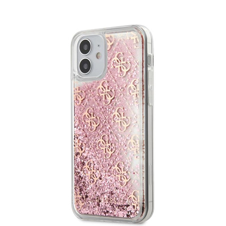 Guess 4G Liquid Glitter - pouzdro pro iPhone 12 Mini (růžové)