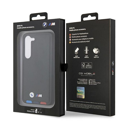 BMW Leather Hot Stamp Tricolor - Étui Samsung Galaxy S23 (noir)