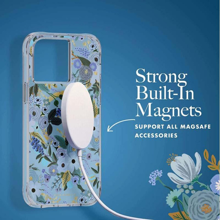 Rifle Paper Clear MagSafe - pouzdro pro iPhone 14 Pro Max (Garden Party Blue)