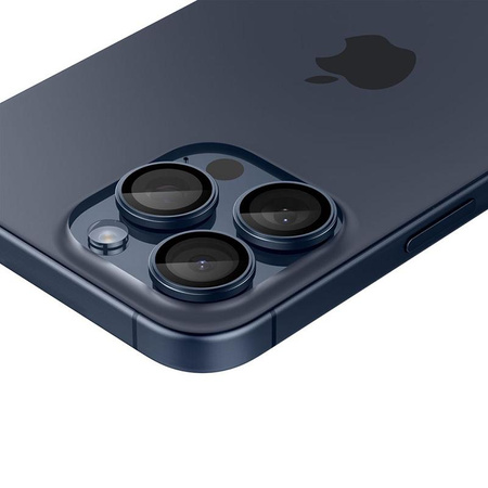 Spigen Optik Pro GLAS.TR EZ Fit Camera Protector 2-Pack - Verre de protection pour iPhone 15 Pro / 15 Pro Max / iPhone 14 Pro / 14 Pro Max (2 pcs) (Blue Ti