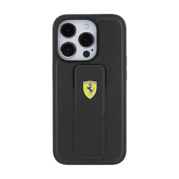 Ferrari Grip Stand Metal Logo - Etui iPhone 15 (czarny)