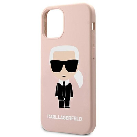 Karl Lagerfeld Fullbody Silicone Iconic - pouzdro pro iPhone 12 Mini (světle růžové)