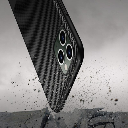 Crong Prestige Carbon Cover - Custodia per iPhone 11 Pro Max (Nero)
