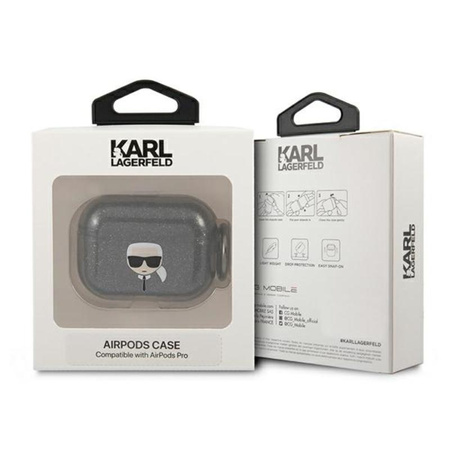 Karl Lagerfeld Karl Head Glitter - Airpods Pro Gehäuse (Schwarz)