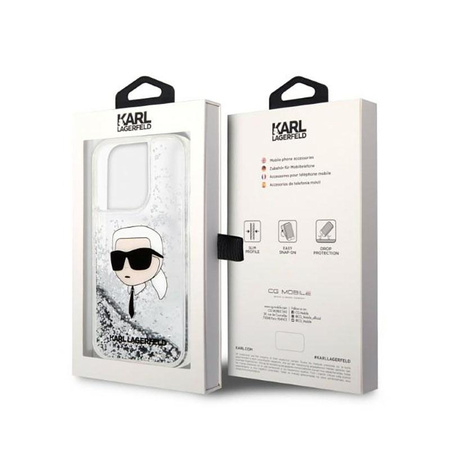 Karl Lagerfeld Liquid Glitter NFT Karl's Head - Etui iPhone 14 Pro (srebrny)