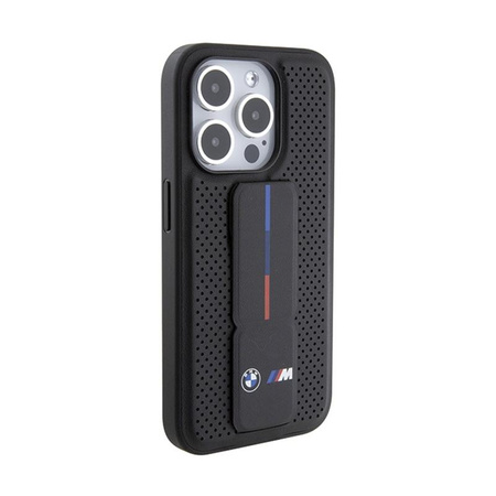 BMW Grip Stand Lisse & Perforé - Coque iPhone 15 Pro Max (noir)