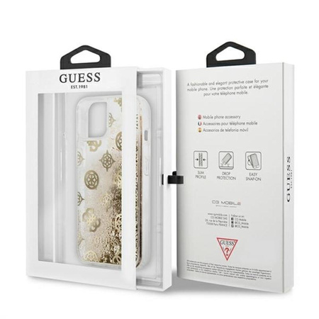 Guess Peony Liquid Glitter - iPhone 13 Tasche (Gold)