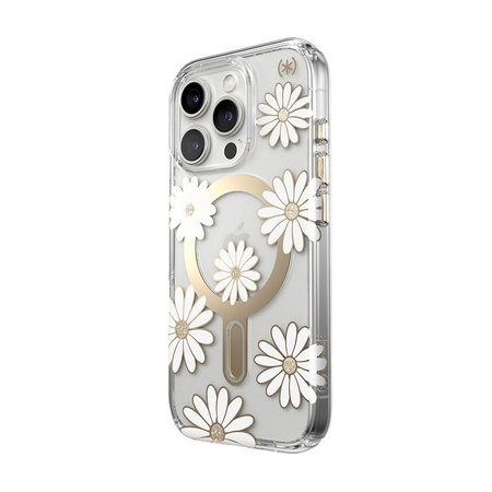 Speck Presidio Lux ClickLock & MagSafe - Pouzdro iPhone 16 Pro (Sunshine Daisies / Clear / Gold)