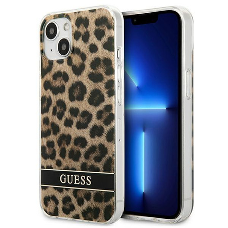 Guess Leopard Electro Stripe - iPhone 13 Tasche (Braun)