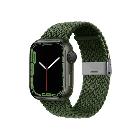 Crong Wave Band - Pletený řemínek pro Apple Watch 44/45/46/49 mm (zelený)