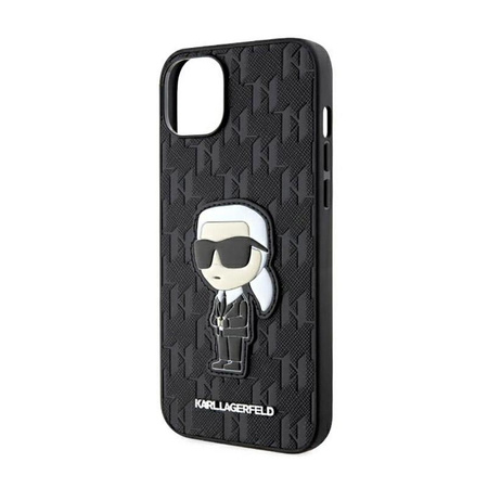 Karl Lagerfeld Saffiano Monogram NFT Ikonik - Tasche für iPhone 14 Plus (Schwarz)