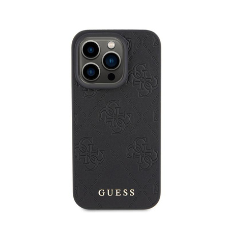 Guess Leather 4G Stamped - Case for iPhone 15 Pro (Black)