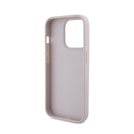 Kožené pouzdro Guess 4G Triangle Strass - iPhone 15 Pro (růžové)