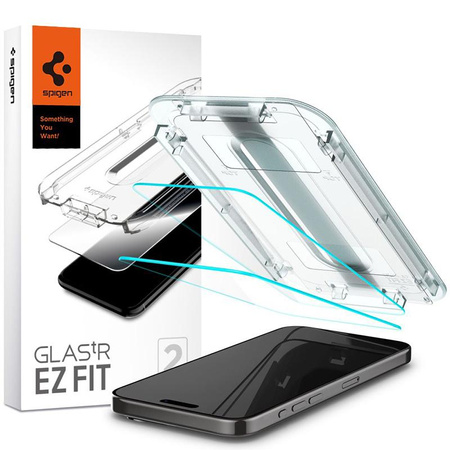 Spigen GLAS.TR EZ FIT - Verre trempé pour iPhone 15 Pro Max 2 pcs