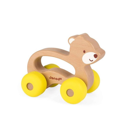 Janod - Baby Pop dřevěný medvídek na kolech