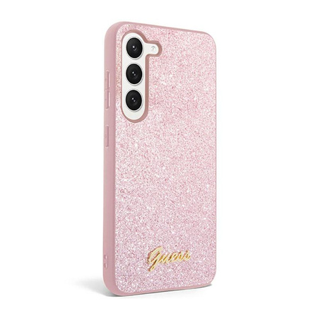 Guess Glitter Flakes Metal Logo Case - Etui Samsung Galaxy S23 (różowy)