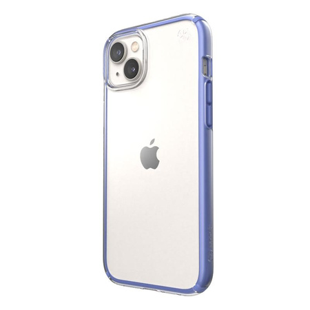 Speck Presidio Perfect-Clear avec Impact Geometry - Coque pour iPhone 15 Plus / 14 Plus avec revêtement MICROBAN (Clear / Grounded Purple)