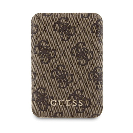 Guess Bundle Pack MagSafe 4G Metal Gold Logo - sada pouzdra + Power Bank 5000mAh MagSafe iPhone 15 (hnědá)