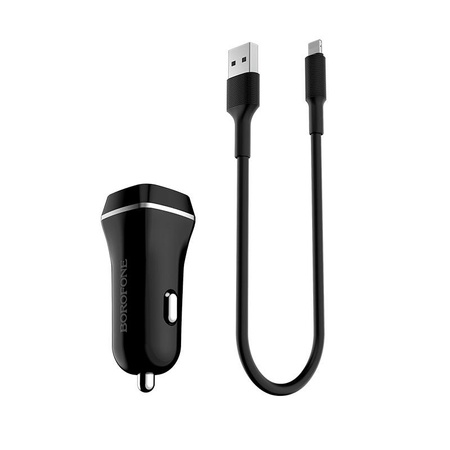 Borofone - autós töltő 2x USB Lightning kábellel, fekete színben