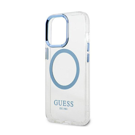 Guess Metal Outline Magsafe - pouzdro pro iPhone 13 Pro (čiré / modré)