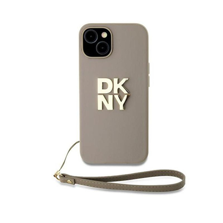 DKNY Wrist Strap Stock Logo - pouzdro pro iPhone 15 / 14 / 13 (béžové)