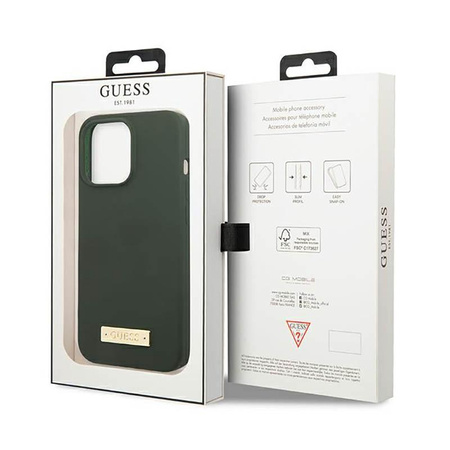 Guess Silicone Logo Plate MagSafe - iPhone 13 Pro Case (green)