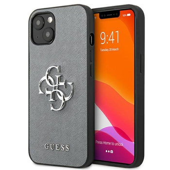 Étui Guess Saffiano 4G Big Silver Logo - iPhone 13 Case (gris)