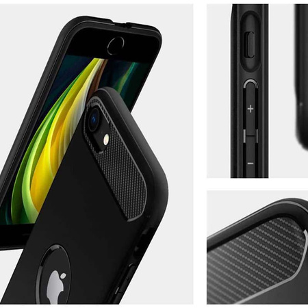 Spigen Rugged Armor - Gehäuse für iPhone SE 2022 / SE 2020 / 8 / 7 (Schwarz)