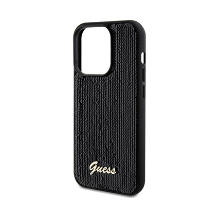 Guess Paillettenschrift Metall - iPhone 14 Pro Tasche (schwarz)