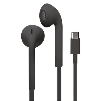 Écouteurs stéréo PURO ICON - Écouteurs à câble plat USB-C avec microphone et télécommande (noir)