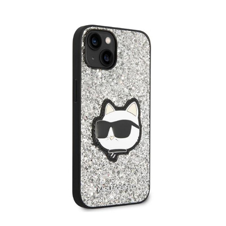 Karl Lagerfeld NFT Glitter Choupette Patch- Case for iPhone 14 (Silver)