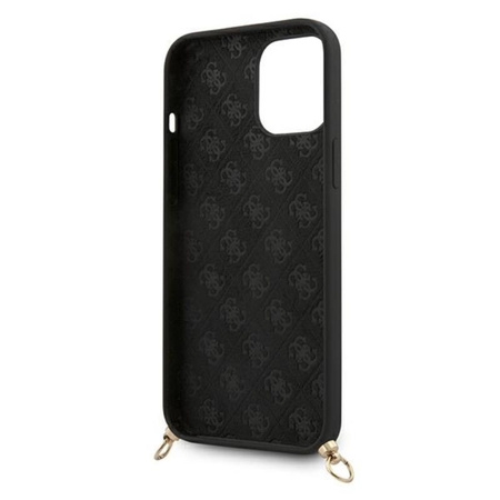 Guess HC Silicone Printed Logo + Strap - Case with detachable lanyard iPhone 12 Pro Max (black)