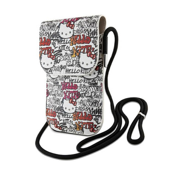 Hello Kitty Kožené visačky Graffiti Cord - Crossbody taška na telefon (béžová)