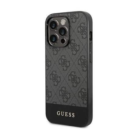 Guess 4G Bottom Stripe Metall Logo Kollektion - iPhone 14 Pro Tasche (grau)