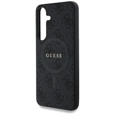 Guess Leather 4G Coloured Ring Classic Logo MagSafe - étui pour Samsung Galaxy S25 (noir)