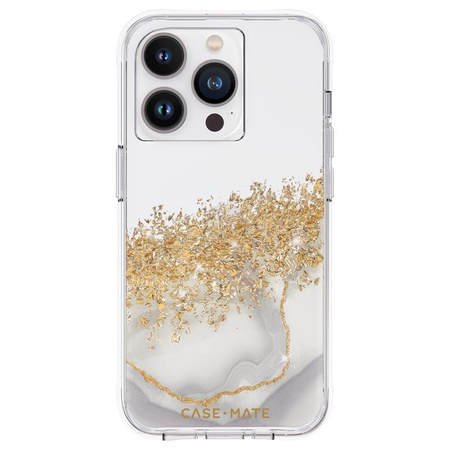 Case-Mate Karat - Etui iPhone 14 Pro zdobione złotem (Marble)