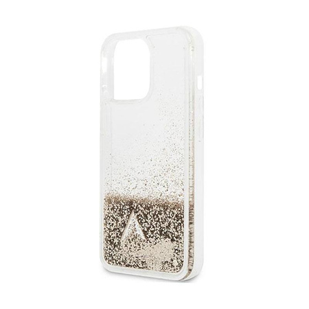 Guess Liquid Glitter Charms - Hülle für iPhone 14 Pro(Gold)