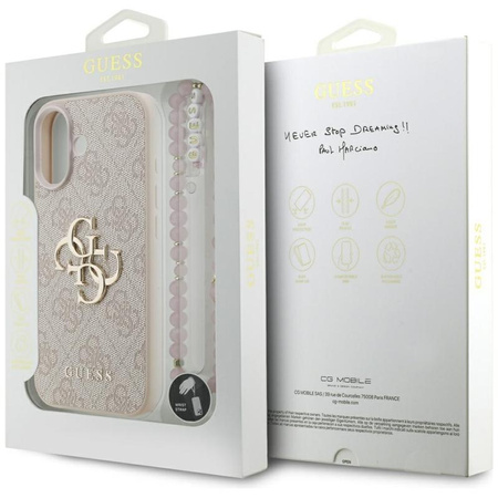 ETUI DO IPHONE 17 GUESS RÓŻOWE ORYGINALNE ZE SMYCZĄ ELEGANCKIE MODNE CASE
