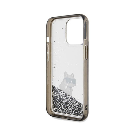 Karl Lagerfeld Liquid Glitter Choupette - pouzdro pro iPhone 13 Pro (průhledné)