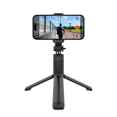 Crong SelfieGo Lite - Compact selfie stick Bluetooth tripod (black)