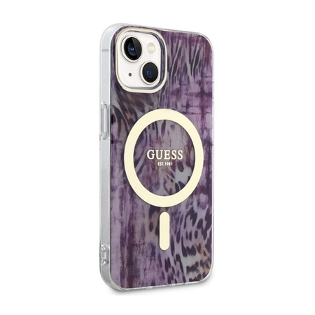 Guess Leopard MagSafe - Coque iPhone 14 (Rose)