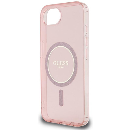 Guess IML Glitter Circle MagSafe - Tasche für iPhone 16e (rosa)