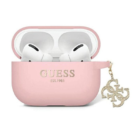 Guess Liquid Silicone Glitter Triangle Charm - Étui AirPods Pro 2 (rose)